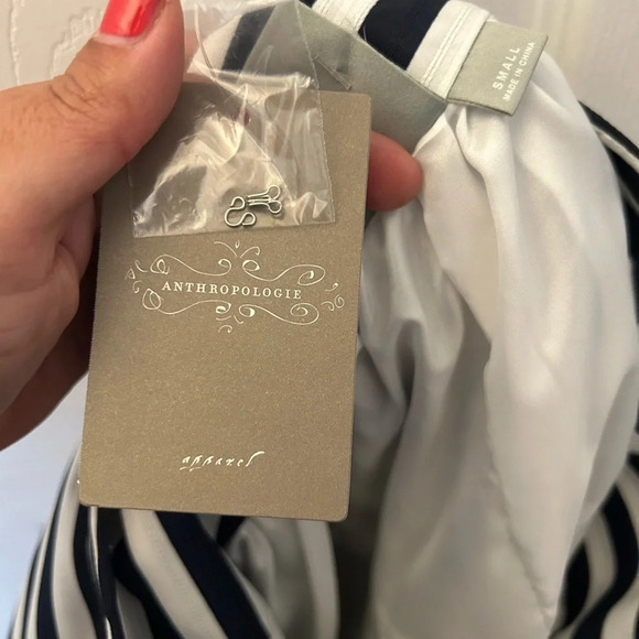 Anthropologie Maeve High Seas Navy White Striped Skirt - Picture 5 of 5